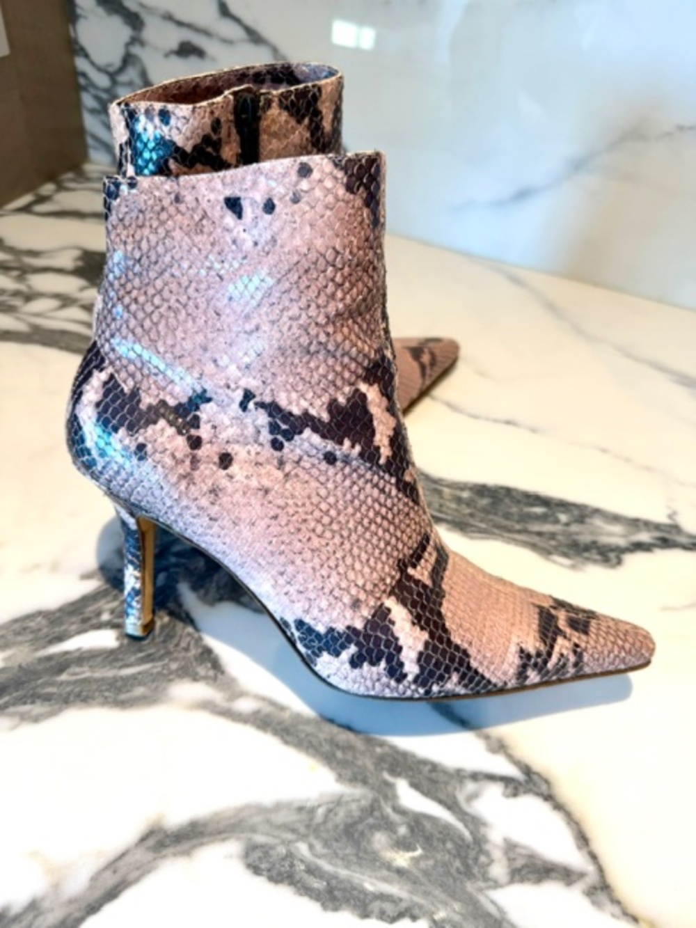 Pink Pointed Toe Python, Kitten Heel. - Picture 6 of 9